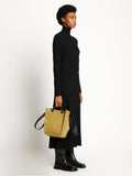 Image of model wearing Large Mercer Suede Tote in FATIGUE