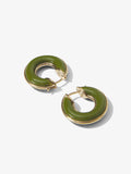 Flat image of mini hoop earrings in olive