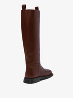 3/4 Back image of Square Riding Boots in Dark Brown