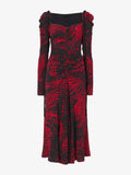 Still Life image of Painted Spiral Crepe De Chine Cinched Dress in RED MULTI