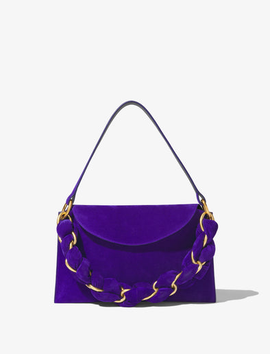 Front image of Suede Braid Bag in DARK INDIGO SUEDE