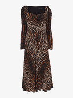 Still Life image of Leopard Crepe De Chine Cinched Dress in BROWN MULTI