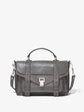 Front image of PS1 leather tote bag in STONE