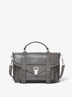 Front image of PS1 leather tote bag in STONE