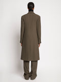 Back full length image of model wearing Lightweight Wool Coat in SLATE