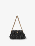 Front image of Small Woven Leather Chain Tobo Bag in BLACK