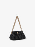 Side image of Small Woven Leather Chain Tobo Bag in BLACK