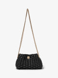 Back image of Small Woven Leather Chain Tobo Bag in BLACK