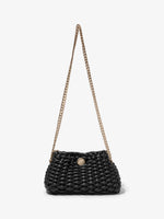 Back image of Small Woven Leather Chain Tobo Bag in BLACK