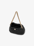 Interior image of Small Woven Leather Chain Tobo Bag in BLACK