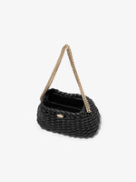 Interior image of Small Woven Leather Chain Tobo Bag in BLACK