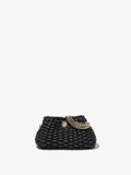 Front image of Small Woven Leather Chain Tobo Bag in BLACK