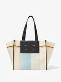 Front image of Large Morris Stripe Canvas Tote in NATURAL/CORNFLOWER