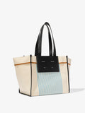 Side image of Large Morris Stripe Canvas Tote in NATURAL/CORNFLOWER