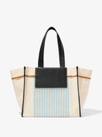 Back image of Large Morris Stripe Canvas Tote in NATURAL/CORNFLOWER