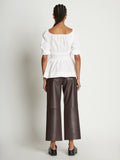 Back full length image of model wearing Square Neck Poplin Top in OFF WHITE