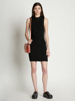 Front full length image of model wearing Sleeveless Cashfeel Mini Dress in BLACK