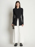 Front full length image of model wearing Cotton Twill Culottes in OFF WHITE