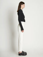 Side full length image of model wearing Cotton Twill Culottes in OFF WHITE