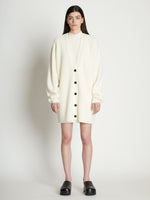 Front full length image of model wearing Cashfeel Cardigan in CREAM