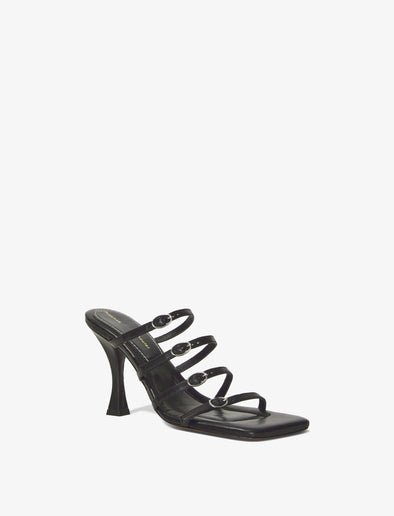 3/4 Front image of Square Sandals in BLACK