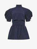 Still Life image of Matte Viscose Crepe Belted Top in NAVY