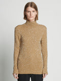 Front cropped image of model wearing Sequin Knit Sweater in PALE YELLOW