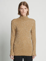 Front cropped image of model wearing Sequin Knit Sweater in PALE YELLOW