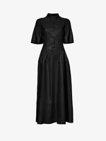 Still Life image of Leather Pintuck Dress in BLACK