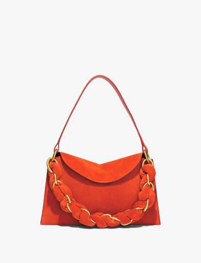 Front image of Suede Braid Bag in TOMATO