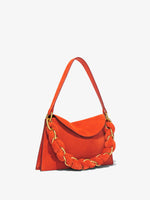 Side image of Suede Braid Bag in TOMATO