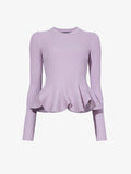 Still Life image of Fluted Rib Knit Peplum Sweater in LAVENDER