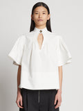 Front cropped image of model wearing Poplin Pintuck Top in WHITE