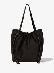 Front image of Nylon Drawstring Tote in BLACK