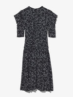 Flat image of Printed Crepe De Chine Dress in black/white multi