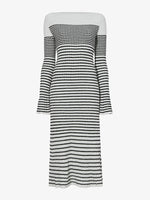 Flat image of Boucle Mini Stripe Knit Dress in off white multi