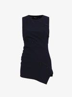 Flat image of Matte Viscose Crepe Spiral Top in navy