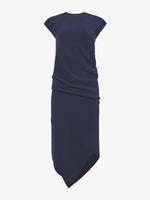 Flat image of Matte Viscose Crepe Spiral Dress in navy