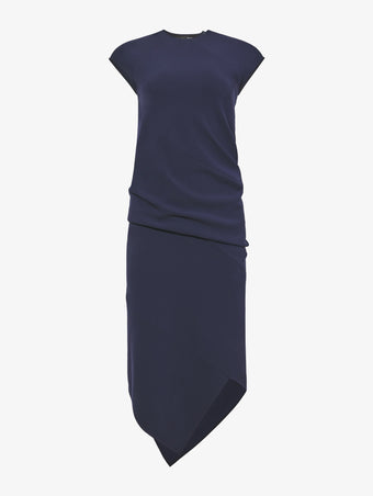 Flat image of Matte Viscose Crepe Spiral Dress in navy