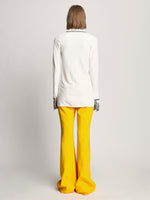 Back image of model wearing Bi-Stretch Crepe Pants in lemon