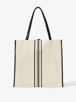 Back image of Twin Stripe Canvas Tote in NATURAL/BLACK