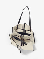 Interior image of Twin Stripe Canvas Tote in NATURAL/BLACK