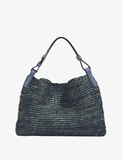 Front image of Minetta Raffia Bag in dove grey