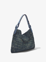 Side image of Minetta Raffia Bag in dove grey