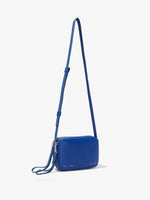 Side image of Watts Leather Camera Bag in cobalt