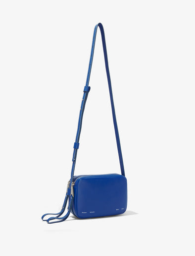 Side image of Watts Leather Camera Bag in cobalt