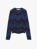 Flat image of Marled Stripe Knit Sweater in cerulean/black