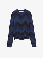 Flat image of Marled Stripe Knit Sweater in cerulean/black