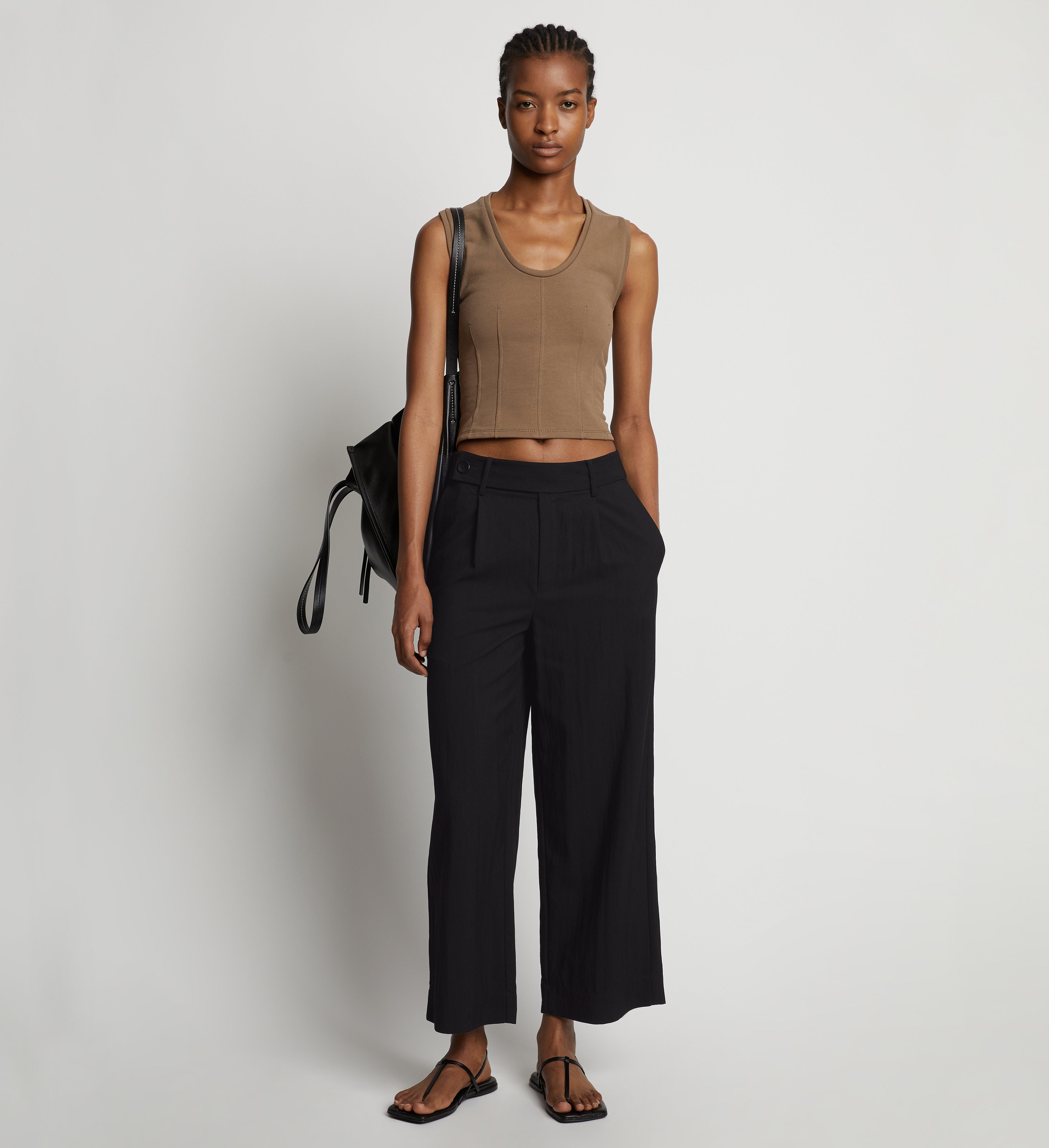 Cropped wide leg hot sale linen trousers