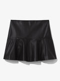 Flat image of Leather Ruffle Mini Skirt in black